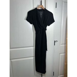 Virgo black dress womens size 6 medium sparkly O437